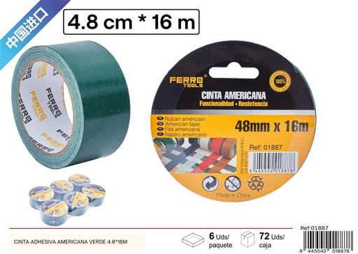 [01887] Cinta americana verde 4.8 x 16 m - Productos de ferretería