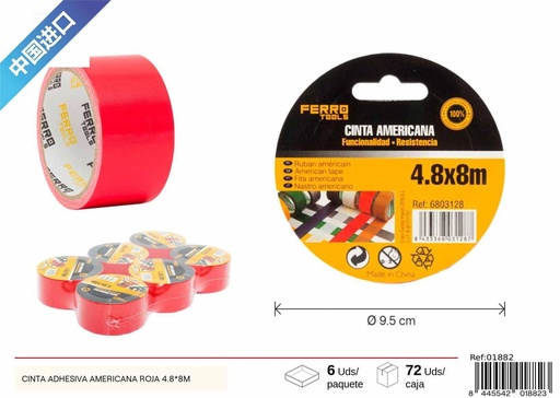 [01882] Cinta americana roja 4.8 x 8 m - Productos de ferretería