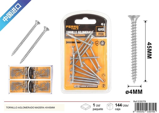 [03079] Tornillo aglomerado madera 4 x 45 mm - Tornillos de ferretería
