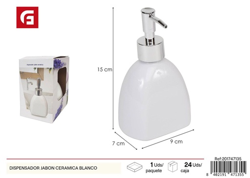 [201747135] Dispensador jabón cerámica blanco - Ferretería y accesorios de baño