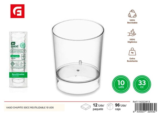 [114222413] Vaso chupito reutilizable 33cc 10 uds - Utensilios desechables