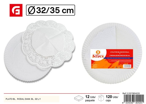 [120780420] Bandeja circular blanca 32/35 cm L/1 - Utensilios desechables