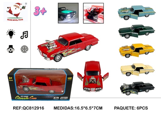 [189881291] Coche de metal 1:32 con luces y sonido - Juguete coleccionable