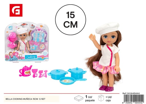 [161649444] Muñeca Bella Cociendo 15cm con set - Juguetes de muñecas