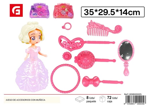 [189800005] Set de accesorios de moda con muñeca- Juguetes de peluquería y belleza