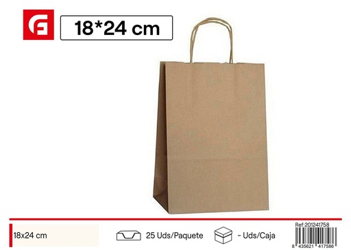 [201241758] Bolsa de papel kraft con asas 20*24+8 cm- Material de regalos y envoltorios