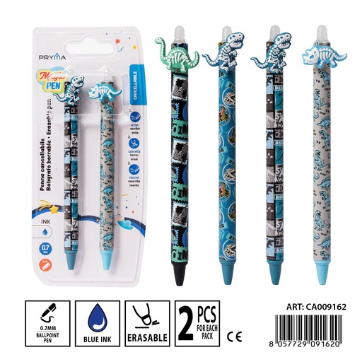 [0240845] Bolígrafo borrable 0.7mm 2 unidades azul - Herramientas de escritura y papelería