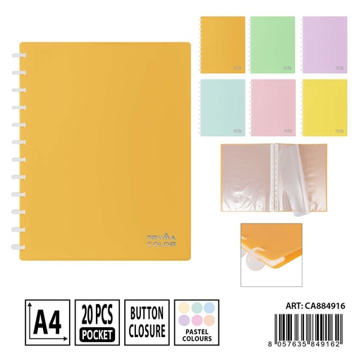 [0237147] Carpeta espiral A4 20 fundas pastel - Carpetería y organización de documentos