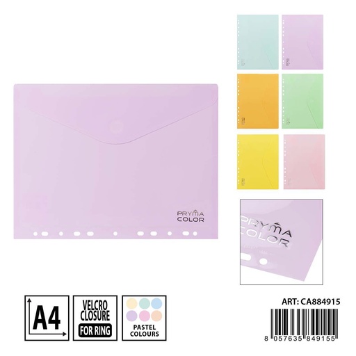 [0237146] Carpeta de velcro multitaladro A4 pastel - Carpetería y organización de documentos