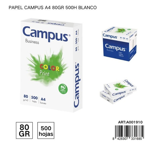 [A001910] Papel Campus A4 80GR 500H Blanco - Papel de alta calidad para impresiones