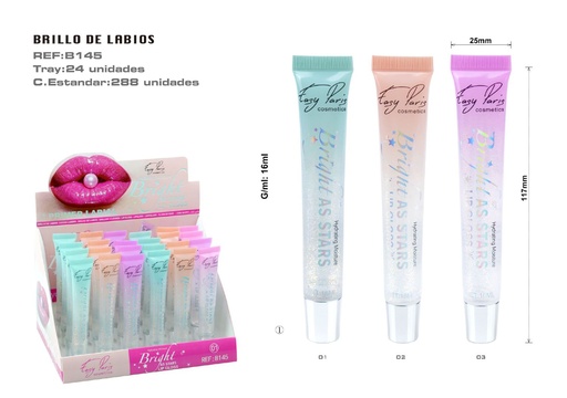 [B145-01] Brillo de labios hidratantes 24 unidades 288/ - Cosmética y cuidado personal