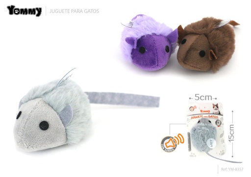 [YM8357] Juguete para gatos en forma de ratón que emite sonido 15*5 cm - Juguetes interactivos para gatos