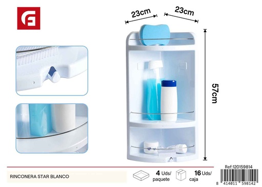 [120159814] Estantería rincón blanca con soporte - Accesorios para baño