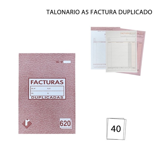 [A000709] Talonario A5 factura duplicado 20+20 hojas - Papelería y formularios