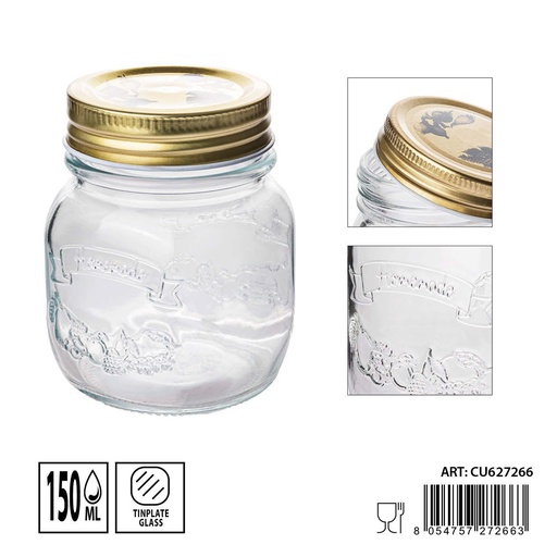 [0235302] Tarros de cristal 150ml 6.7X6.7X8.3cm - Artículos de hogar y tarros de almacenamiento