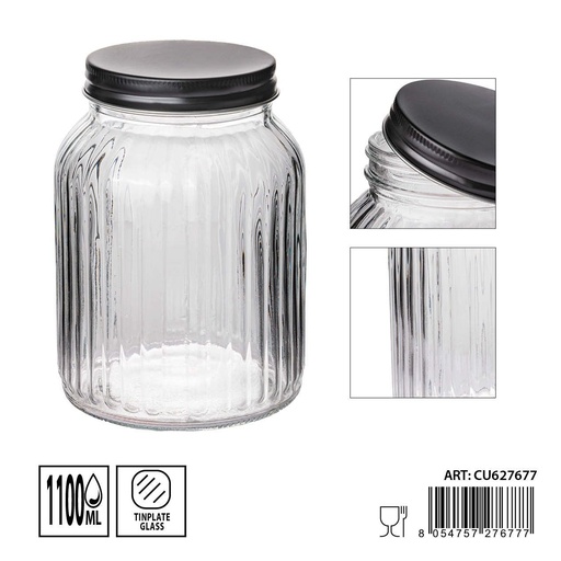 [0235314] Tarros de cristal 1100ml 11.1X11.1X17.5cm - Artículos de hogar y tarros de almacenamiento