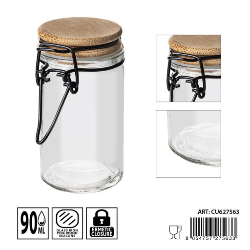 [0235959] Tarros de cristal herméticos 90ml dimensiones 6.5X4.5X8.5cm - Artículos de hogar y tarros de almacenamiento