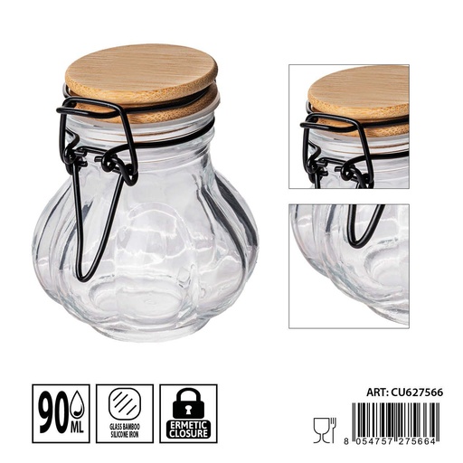 [0235962] Tarros de cristal herméticos 90ml dimensiones 7.2X6.7X8cm - Artículos de hogar y tarros de almacenamiento