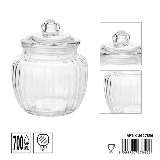 [0236161] Tarros de cristal con tapa 700ml dimensiones 11X13.5cm - Artículos de hogar y tarros de almacenamiento