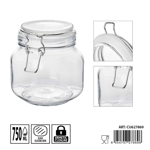 [0236174] Tarro cristal hermético 11.5x13 cm 750 ml - Almacenamiento de cocina