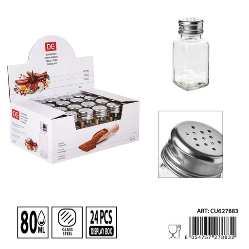 [0236188] Salero de cristal 80 ml - Almacenamiento para condimentos (4x9.5 cm)