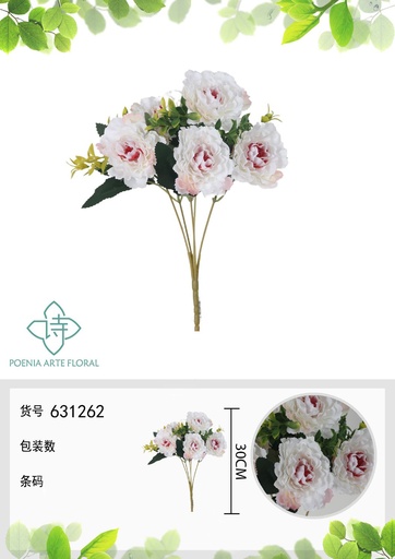 [631262BLANCO] Ramo de flores artificiales de peonía DY de 30 cm - Decoración floral