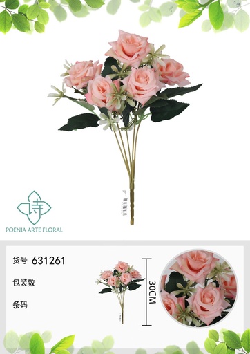 [631261ROSA] Ramo de flores artificiales de magnolia de belleza de 30 cm - Decoración floral