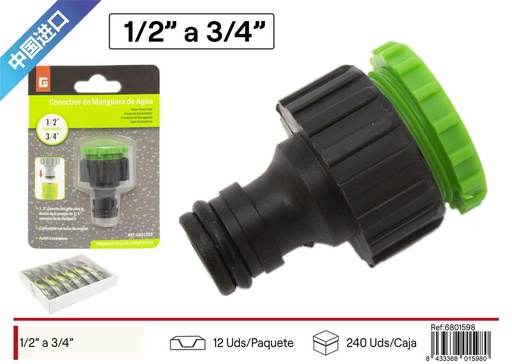[6801598] Convertidor manguera 1/2 a 3/4 - Accesorios de riego