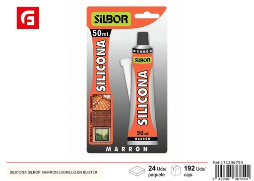 [171236754] Silicona Silbor marrón ladrillo en blister - Adhesivos y selladores