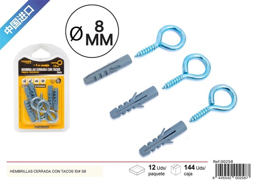 [00258] Hembrillas cerradas con tacos 10#+S8 - Accesorios de ferretería