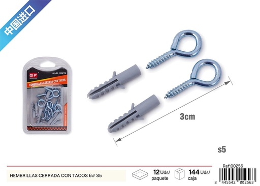 [00256] Hembrillas cerradas con tacos 6#+S5 - Accesorios de ferretería