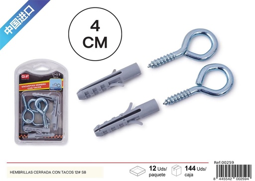 [00259] Hembrillas cerradas con tacos 12#+S8 - Accesorios de ferretería y herrajes