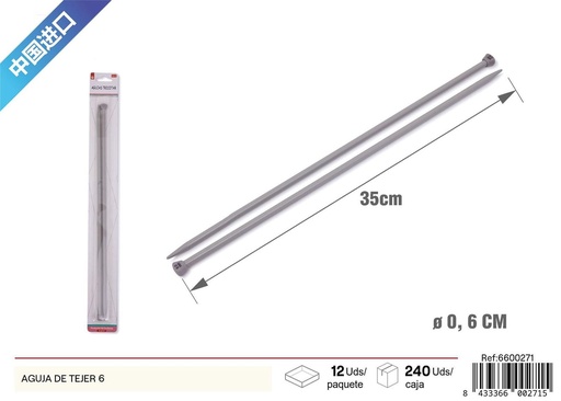 [6600271] Aguja de tejer 6 - Herramientas para tejer y crochetear
