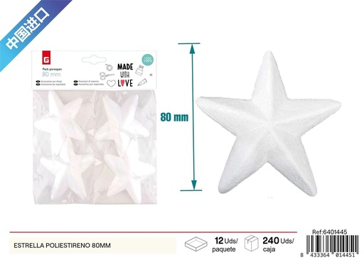 [6401445] Estrella poliestireno 80mm 4pcs - Material decorativo para manualidades