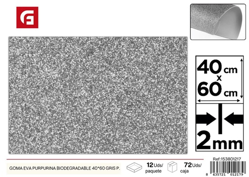 [153801217] Goma eva purpurina biodegradable 40*60 gris piedra - Material ecológico y versátil