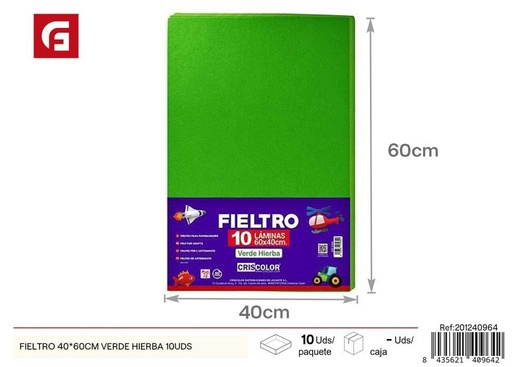 [201240964] Fieltro 40*60cm verde hierba 10uds - Material para proyectos creativos