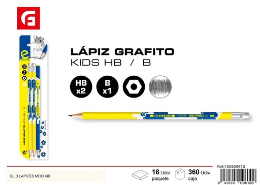 [150609610] Lápices Mod Kid BL 3 - Material escolar para escribir y dibujar