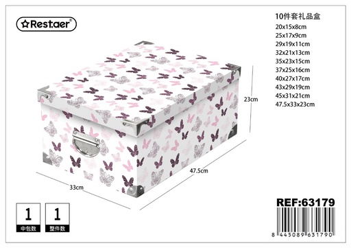 [63179] Caja 10 pcs con cierre de hierro 47.5*33*23 cm - Artículos de regalo y organización