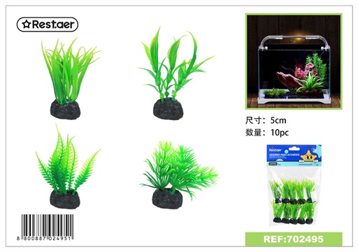[702495] Adorno de acuario 5 cm/10 pcs planta - Decoración para acuarios y adornos