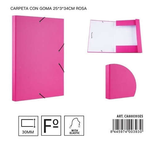 [A001326] Carpeta de papel con goma rosa 25*3*34 cm - Carpeta organizadora de documentos