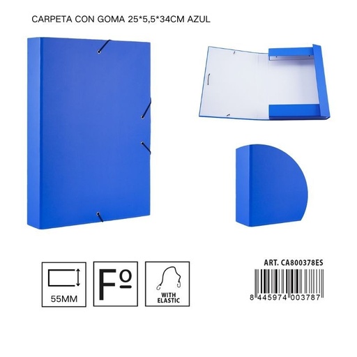[A001311] Carpeta de papel con goma azul 25*5,5*34 cm - Carpeta organizadora de documentos