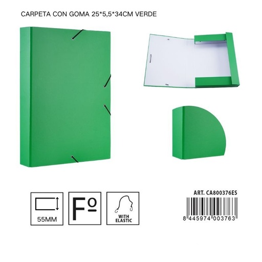 [A001309] Carpeta de papel con goma verde 25*5,5*34 cm - Carpeta organizadora de documentos
