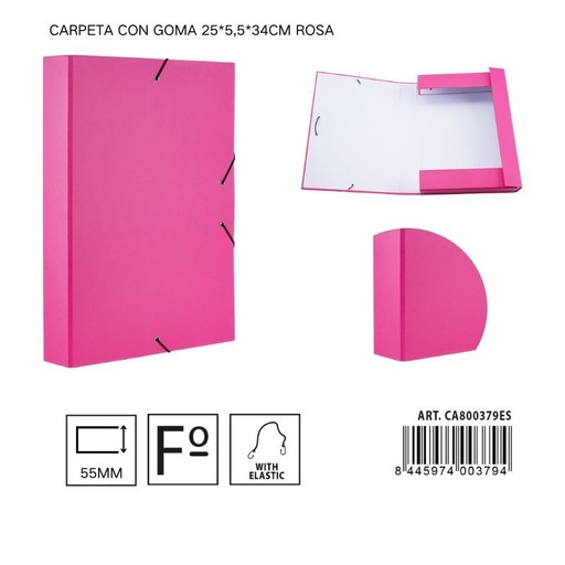 [A001312] Carpeta de papel con goma rosa 25*5,5*34 cm - Carpeta organizadora de documentos