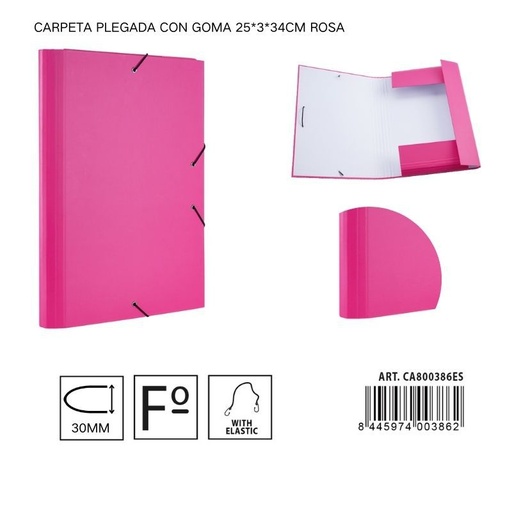 [A001319] Carpeta plegada de papel con goma rosa 25*3*34 cm - Carpeta organizadora de documentos