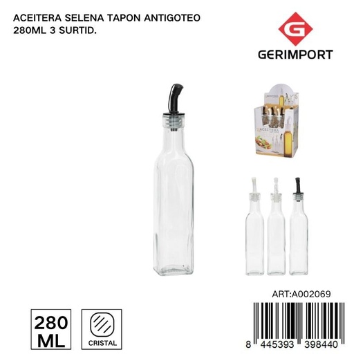 [A002069] Acero anti goteo 280 ml - Envase de vidrio para líquidos