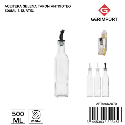 [A002070] Acero anti goteo 500 ml - Envase de vidrio para líquidos