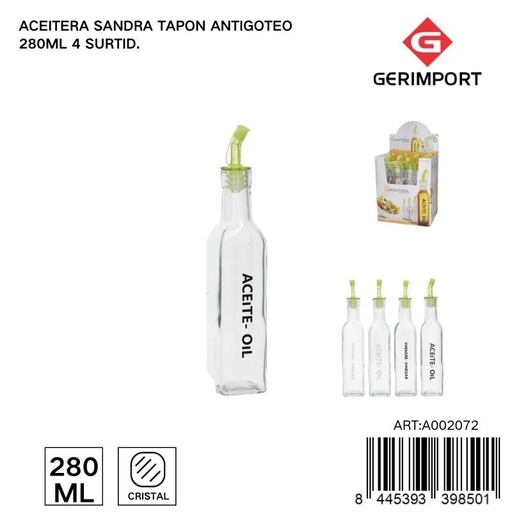 [A002072] Acero anti goteo 280 ml - Envase de vidrio para líquidos