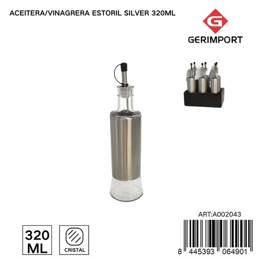 [A002043] Aceitera/vinagrera Estoril Silver 320 ml - Tarro de vidrio