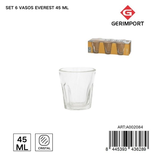 [A002084] Set de 6 vasos Everest 45 ml - Tarros de vidrio para beber
