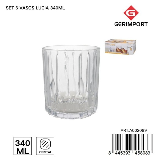 [A002089] Set de 6 vasos Lucia 340 ml - Tarros de vidrio